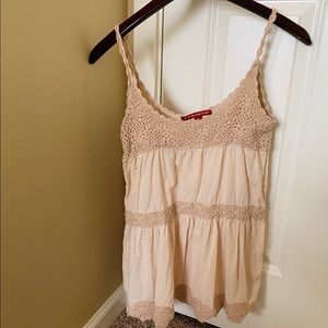 Tan boho crocheted tank top